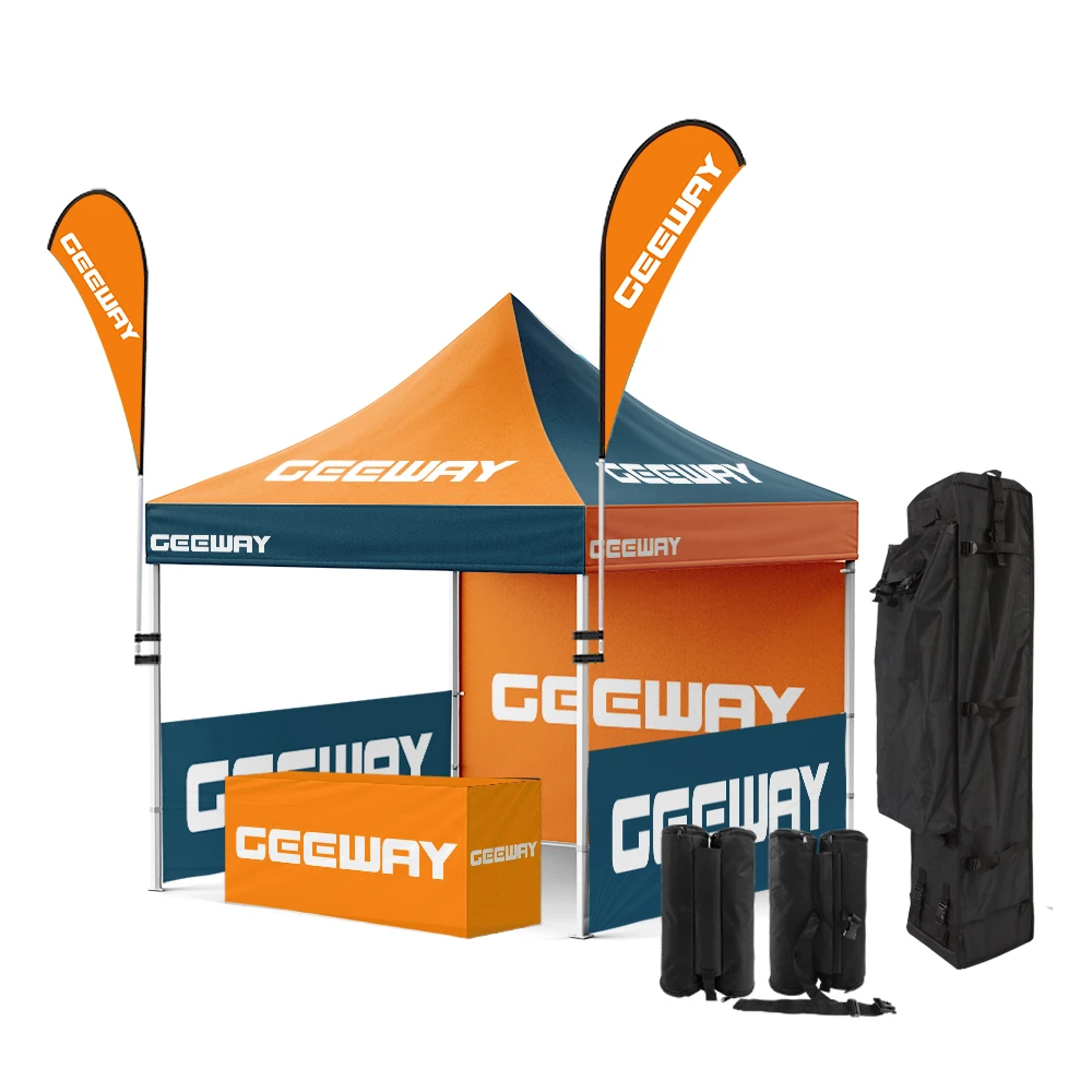 Hot selling： Sublimated Logo 3x Automatic Pop Tent for Trade Show Outdoor Advertising  Canvas Canopy Booth Exhibit