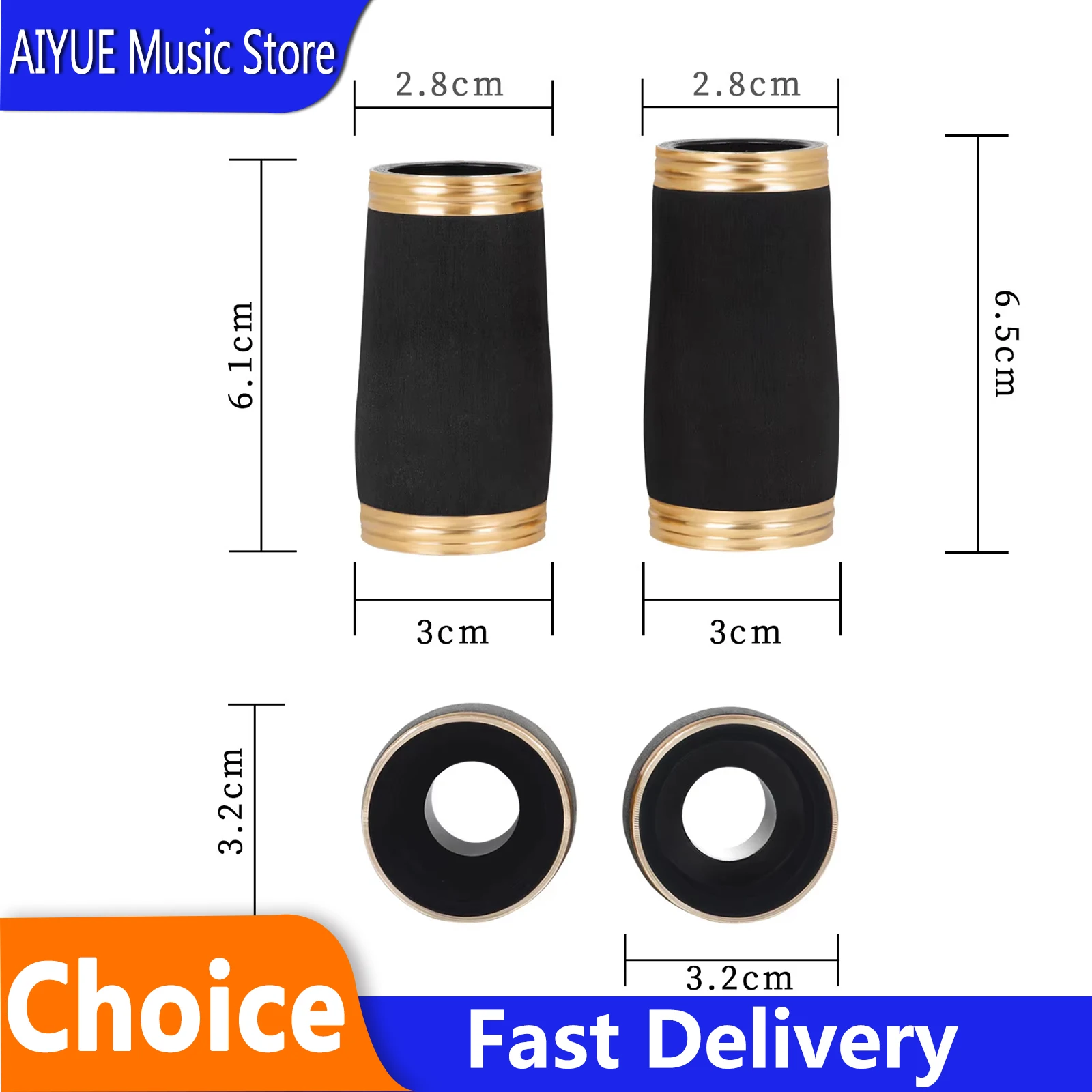 2 Pcs Bb Clarinet Black Adjusting Tube Tuning Bakelite Section Tube Section Professional Woodwind Instruments Accessories Parts