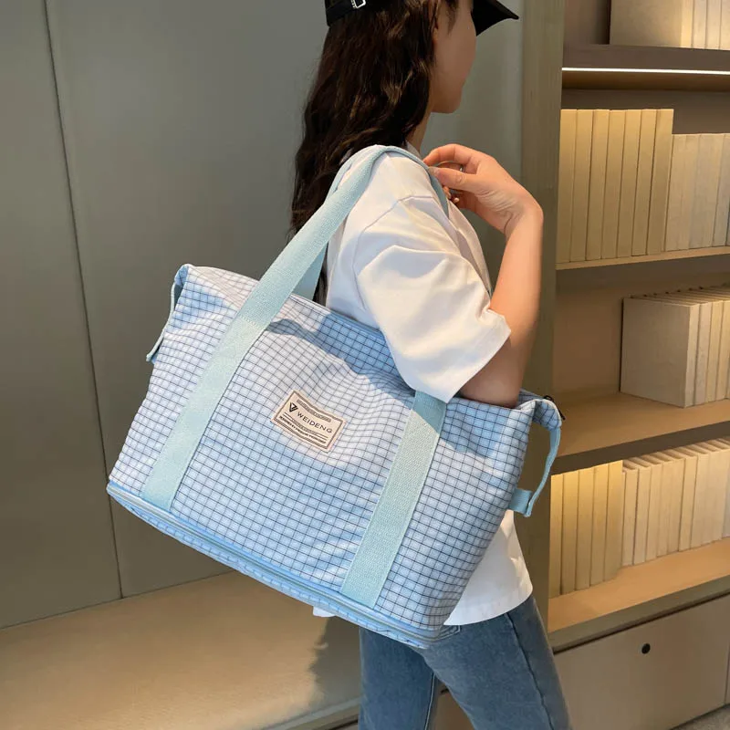 Expandable Grid Travel Tote Bag, Foldable Duffel Bag for Luggage
