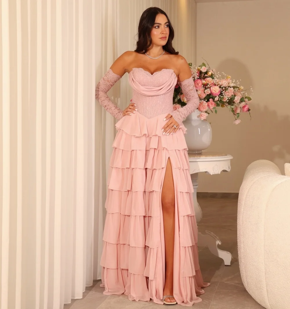 Maßgeschneidertes, gestuftes, elegantes Hochzeitskleid, A-Linie, lange Kleider, herzförmiges Abendkleid, Ballkleider, hohe Qualität