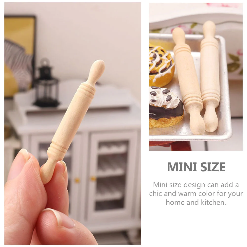 30 Pcs Accessories Mini Wood Rolling Pin Child for Crafts Wooden Kids Miniature