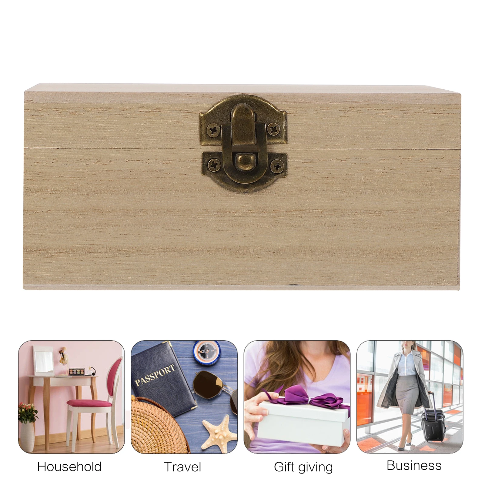 

6pcs Wooden Gift Box Unfinished Wood Boxes Vintage Storage Decorative DIY Home Sewing Accessories Organizer Case