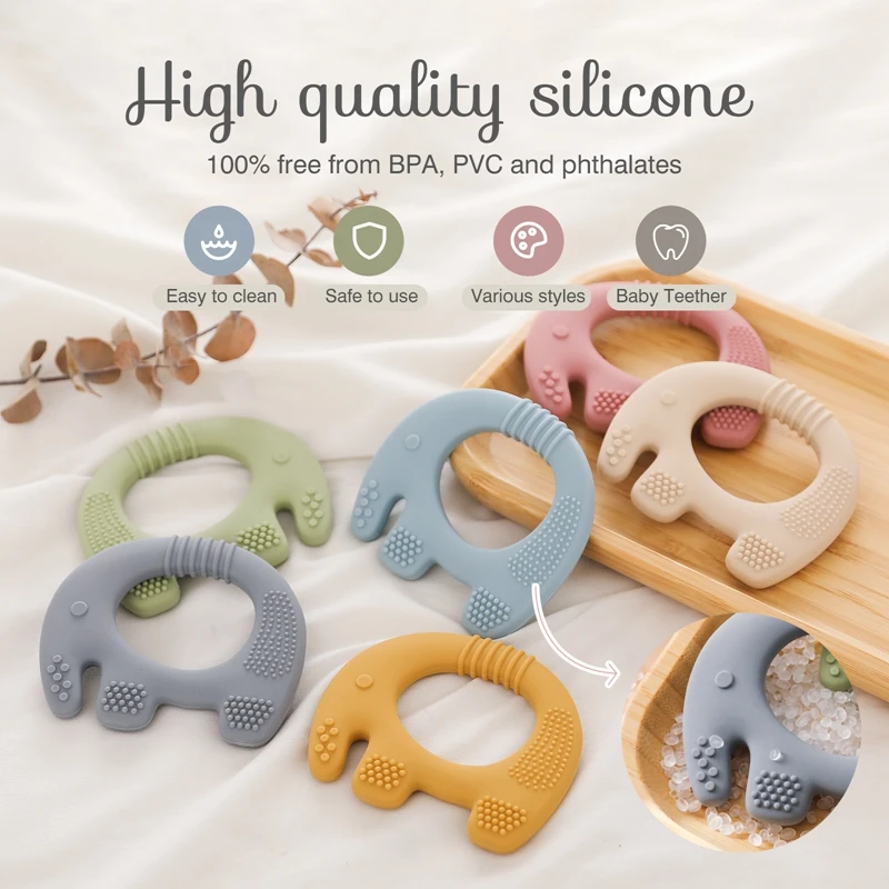 Teether for Babys Baby 0 12 Months Toys Silicone Elephants Rattle Baby Care Utensils Dental Care Silicone Infant Teething Toy