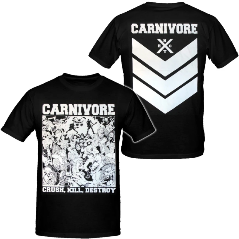 2026  Carnivore Mens Hip Hop Heavy Metal Tshirts Cotton Band Shirt Unisex Summer Short Sleeve Fashion Brand Tee Vintage Tops