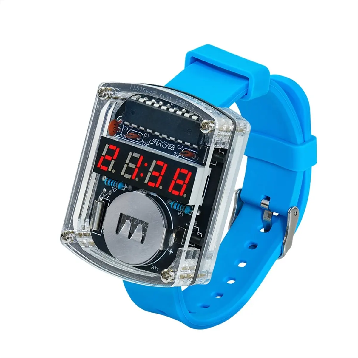 ABGN DIY Watch LED Watch Electronic Kit 0.28 Inch Display Time Tube Clock with Case Strap Learning DIY Soldering Project C