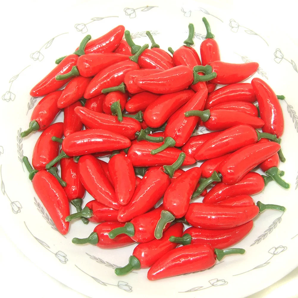 

60pcs Mini Chili Accessories Colorful Simulation Peppers Bubble Fruits Vegetables For Teaching Aids Parent-