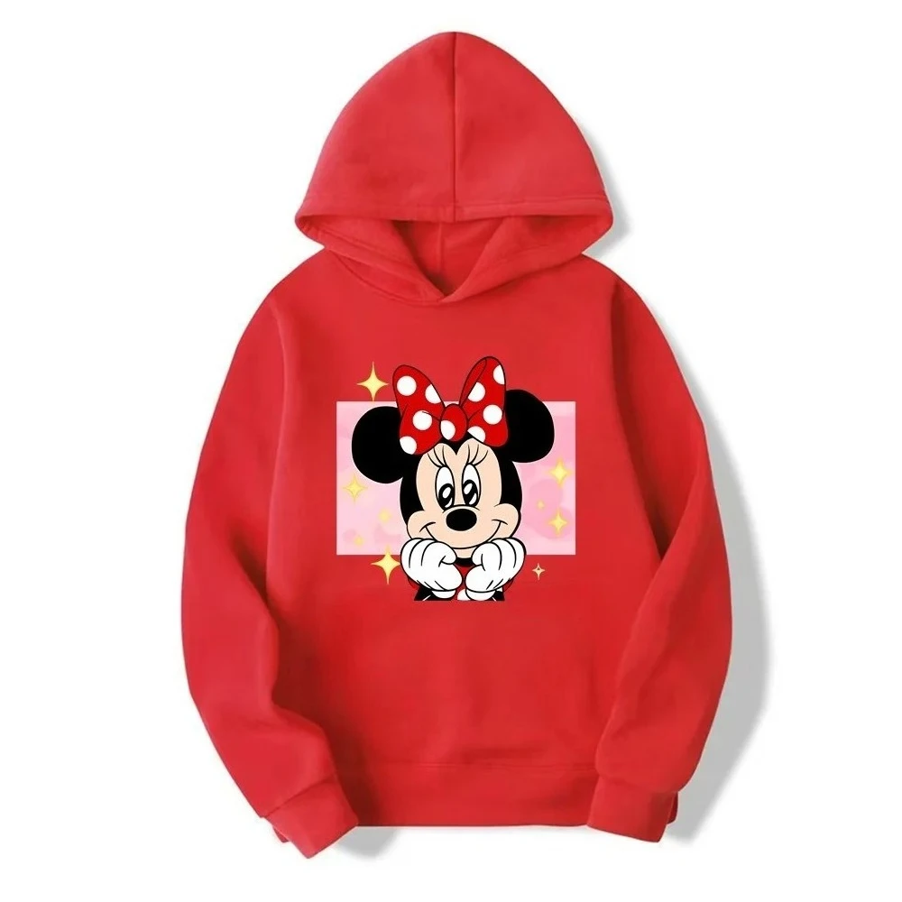 

Fashionable Disney Minnie Cute Printed Girl Warm Hoodie, Children's Autumn and Winter Outdoor Casual Sportswear
