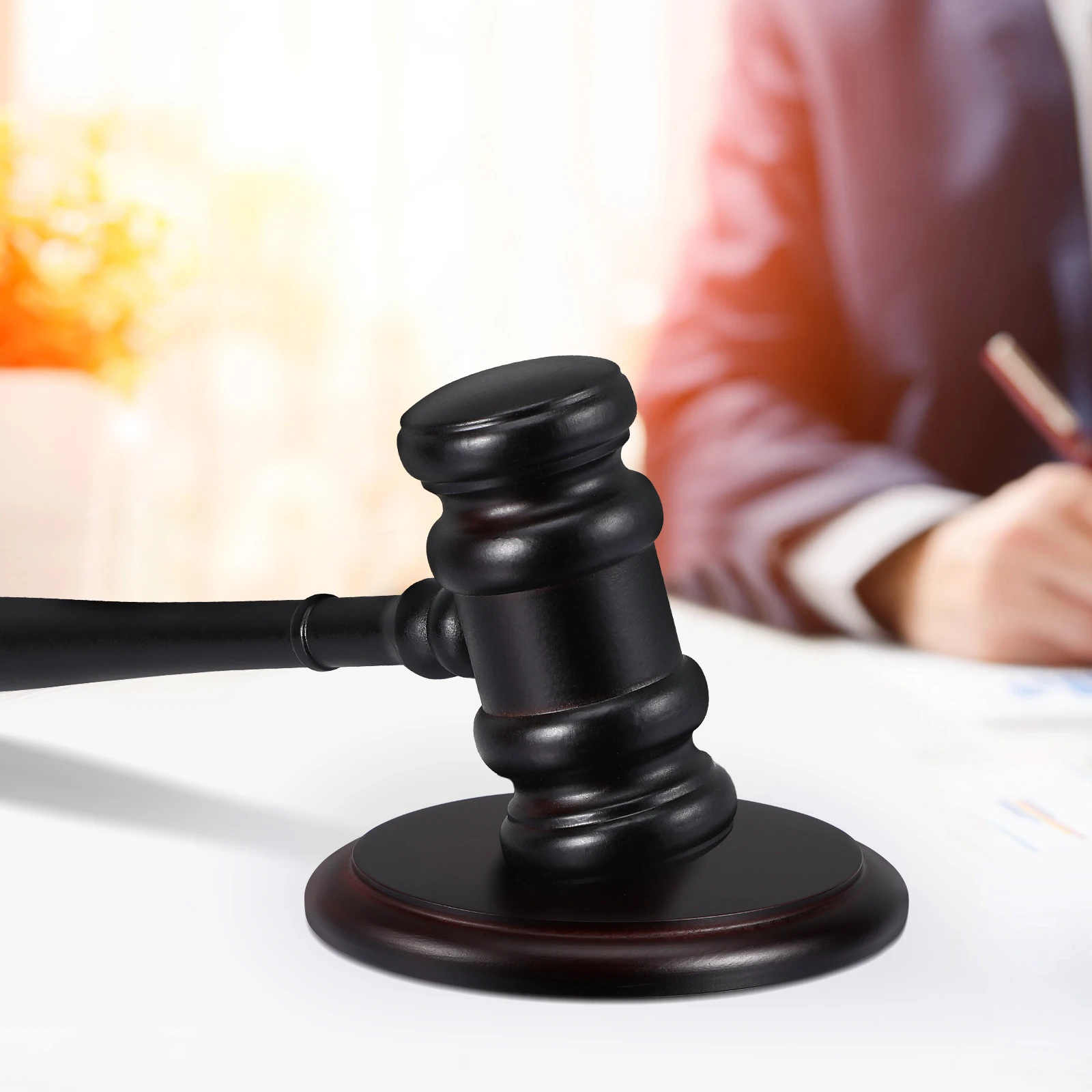 

Classic Beech Judge's Hammer Set Auctioneer Gavel Wood for Meetings Court of Law
