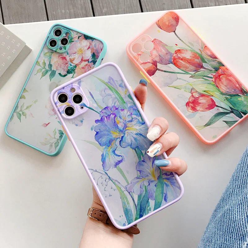 Vintage Leaves Flower Phone Case For iPhone 11 14 12 13 15 Pro Max Cases For iPhone X XR XS 8 7 Plus SE2 Hard Shockproof back 