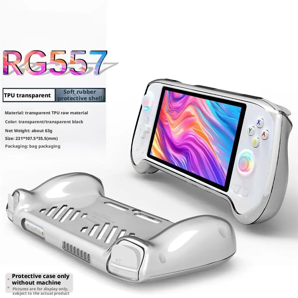 For Anbernic RG557 Protective Case Transparent Soft Rubber Shell Anti-Drop TPU Heat Dissipation Shockproof Cover