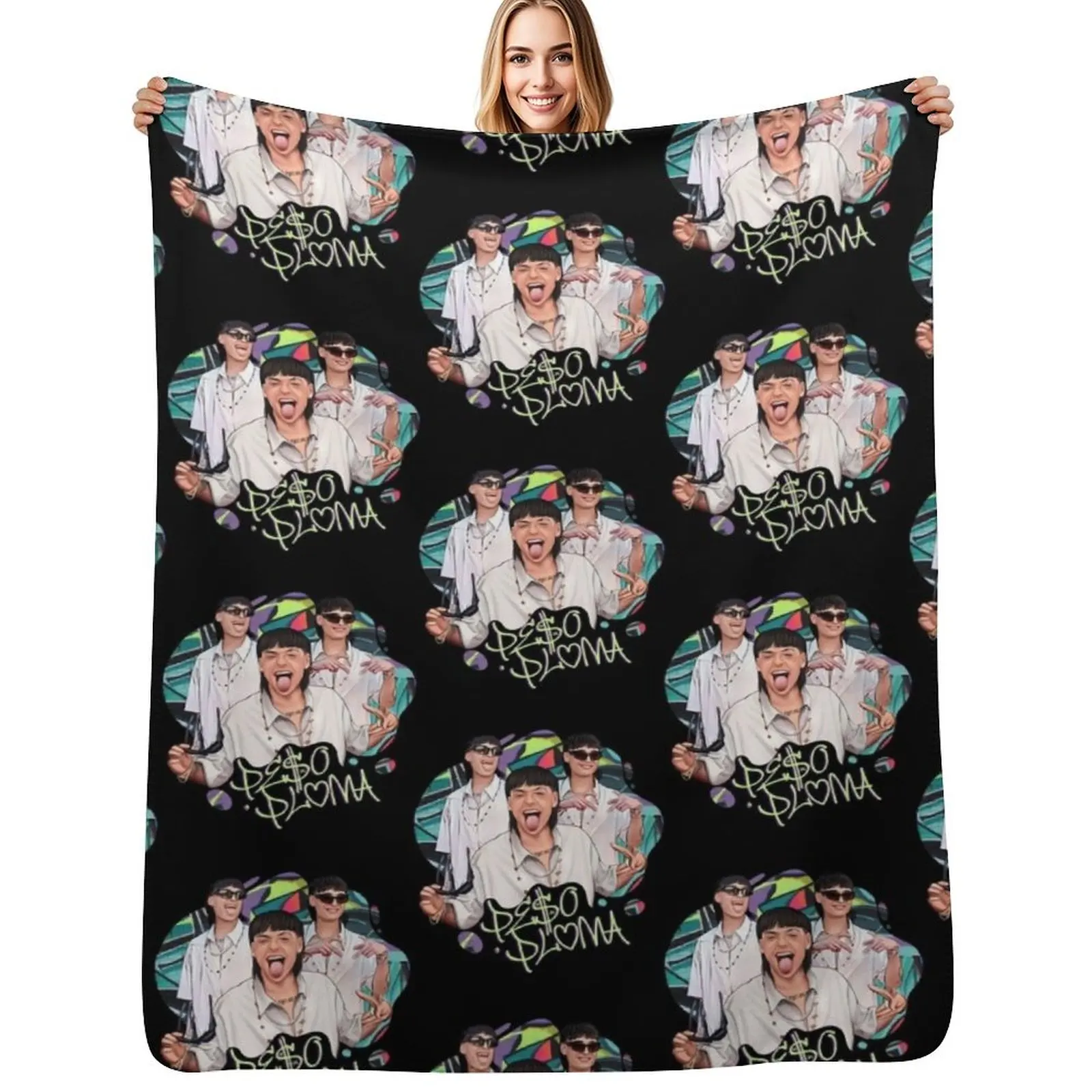 Peso Pluma Throw Blanket manga Warm Flannel Fabric blankets ands Soft Plush Plaid warm winter Blankets