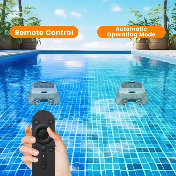 Wireless Swimming Pool Cleaning Robot Skimmer Robot Water Surface Cleans Robot, Automatic Obstacle Avoidance, 7800mA Battery