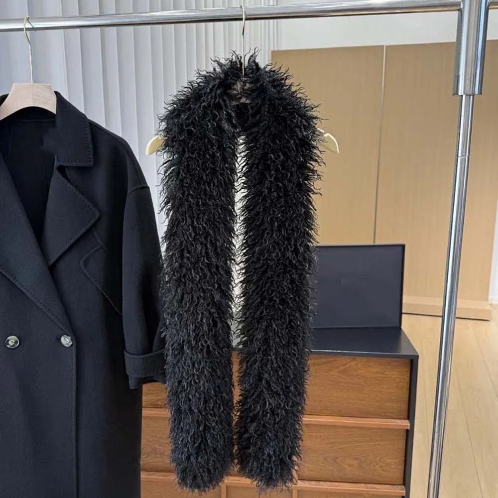 Thick Faux Fur Scarf Double Sided Multi Color Long Muffler Lightweight Elegant Look Fluffy Winter Shawl Trendy Men