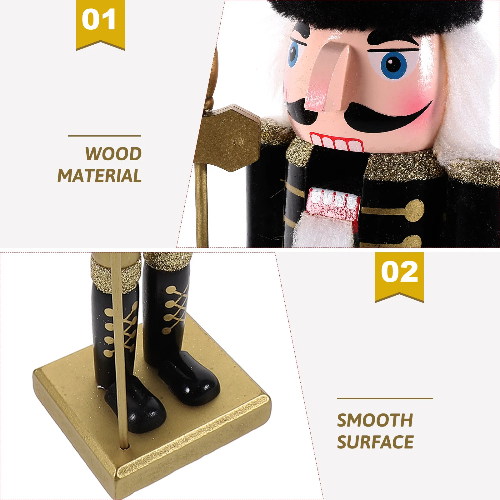 

1pc Wooden Nutcracker Xmas Desktop Wood Nutcracker Decoration Christmas Gift Festival Party Table Ornament Craft Decor