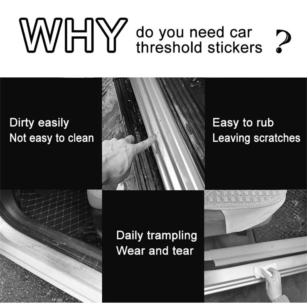 4 Pcs Car Door Sill Scratch Protection Trim Scratch For Skoda Octavia Kodiaq Fabia Superb Car Accessories