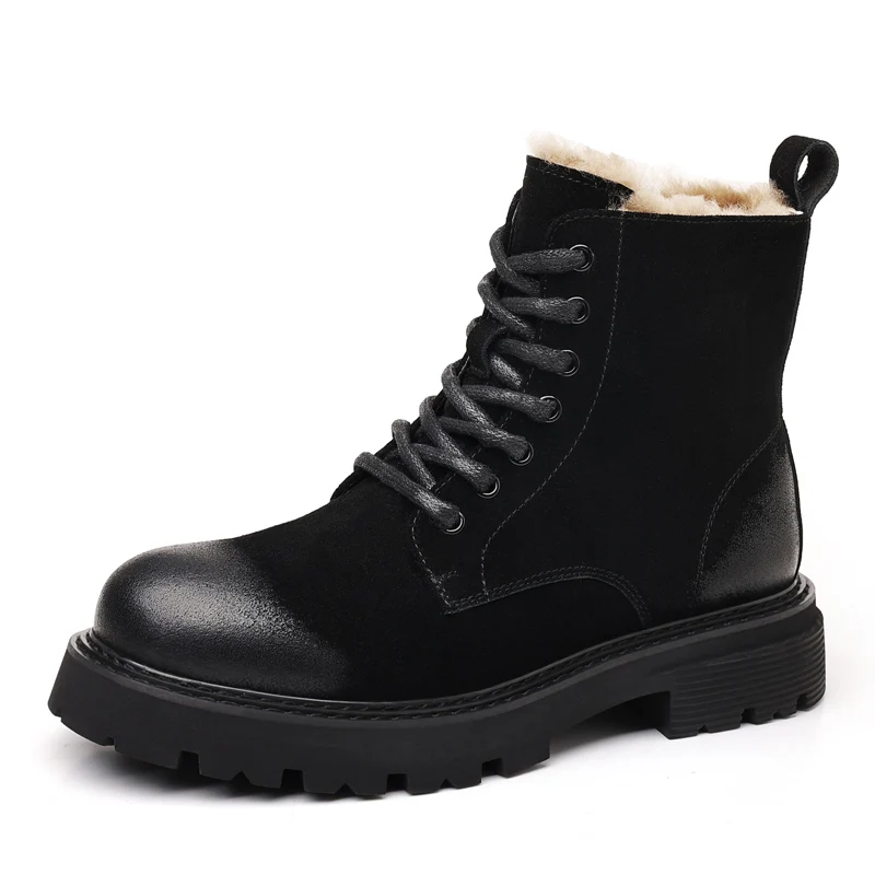 VIPOL Autumn men's outdoor casual high boots, snow boots, thickened soles and genuine leather shoes with increased height