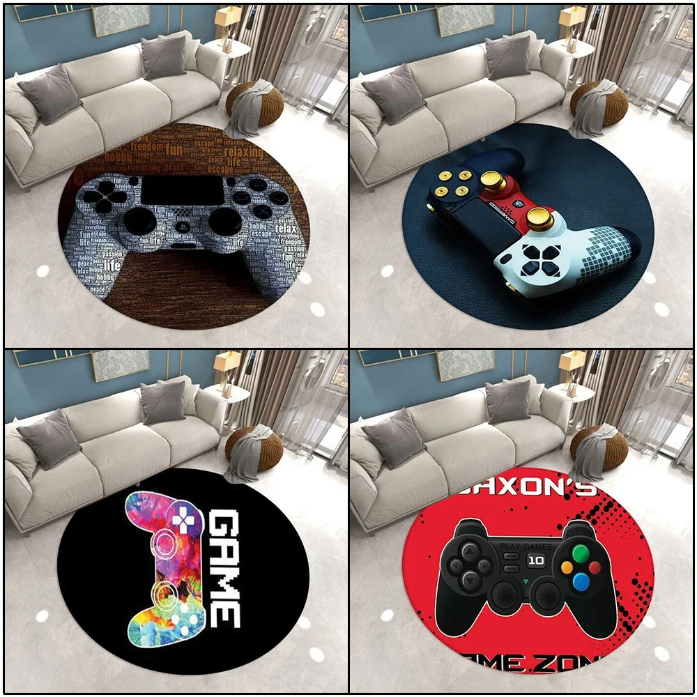 Game Console Round Carpet for Boy Chair Mat Kids Floor Rug Tatami Mat Fashion Living Room Floor Mats Gamer Round Rug Bedroom Rug