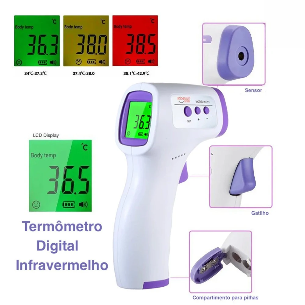 Termometro Infravermelho Digital Bebe Medicao Corporal Sem Contato Rapido e Seguro para Familia