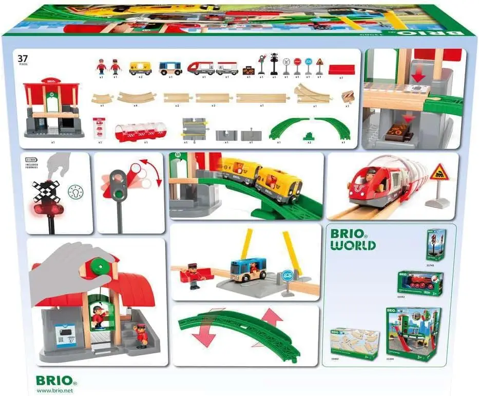 Central Station Set - Interactive Wooden Train Track Set | Kid-Engaging Design | Safety Certified | FSC-Certified Wood