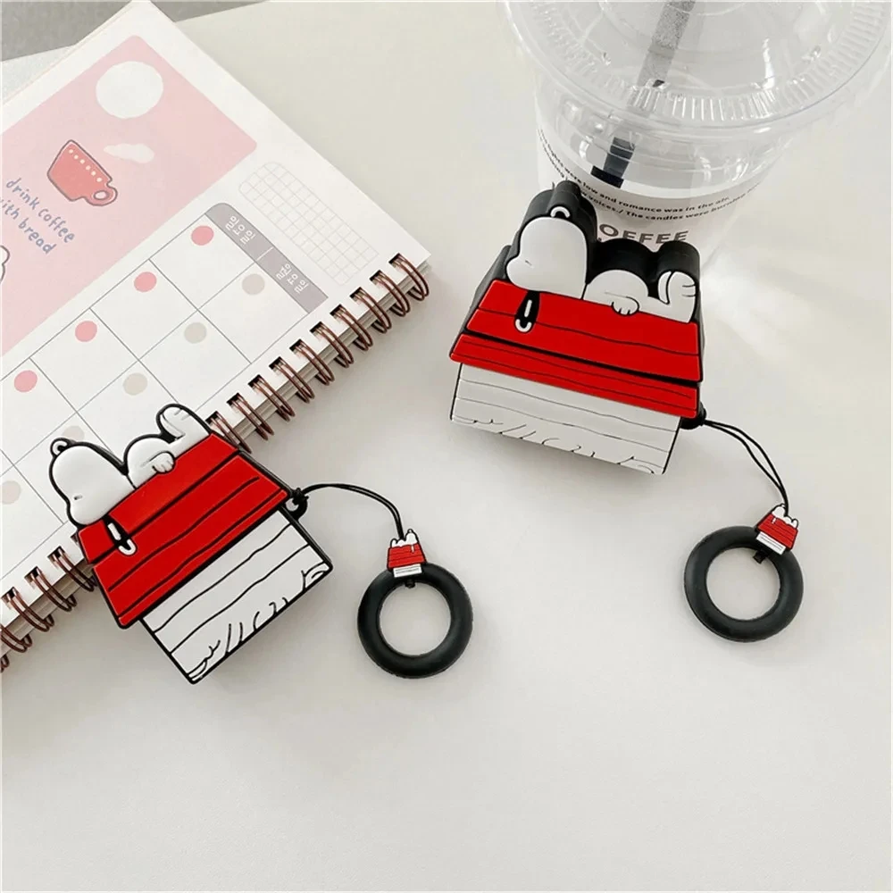 Наушники MINISO Snoopy для Airpods Pro 1 2 3, Мультяшные силиконовые беспроводные Bluetooth-наушники, защитный чехол с ремешком