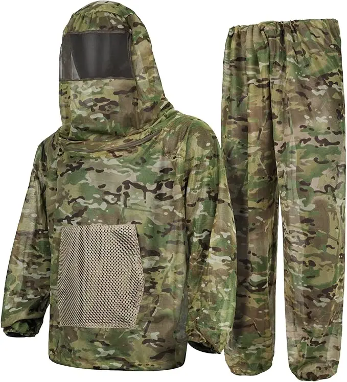 

Fishing Clothes Shirt Anti-Mosquito Sun Protection Clothing Hunting Hooded Breathable Gear With Mosquito Net Camouflage