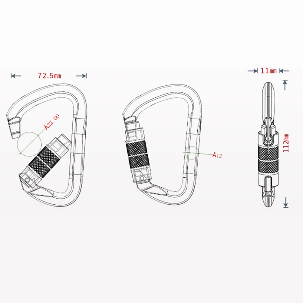 Heavy Duty Aluminum D Ring Screw Lock Carabiner Clip Hook with a 25KN Load Capacity for Climbing and Outdoor Adventure