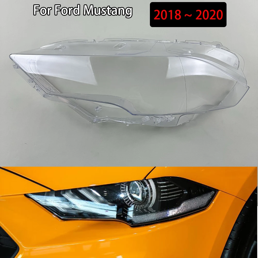 

For Ford Mustang 2018 2019 2020 Headlamp Cover Headlight Transparent Lens Lamp Shell Plexiglass Replace Original Lampshade