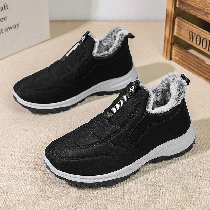 2024 Fashion Winter Men's Shoes Non-slip Plus Velvet Sports Shoes Men's Cotton Boots Outdoor Hiking Warm Walking Shoes