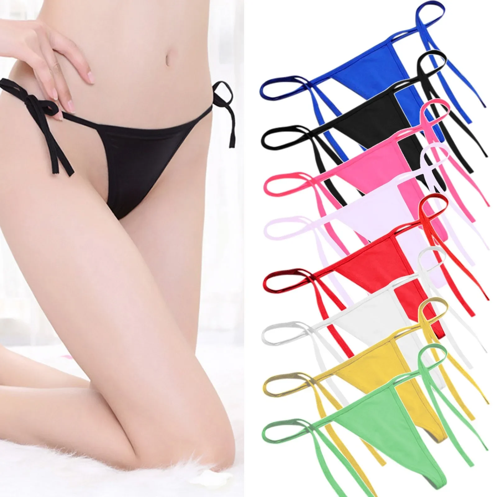 

Female Low Rise Sexy Lingerie Intimates Adjustable Strap Thong Ladies G-String Cotton Panties Sexy Women's Underwear Lace Pantys