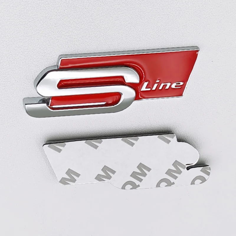 3D Metal S LINE Logo Styling Emblem Car Decal Badge For Audi Sline A1 A3 A4 A5 A7 Q2 Q5 Q7 TT SQ5 SQ7 B6 B7 Sticker Accessories