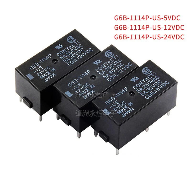 2PCS/Lot  Relay  G6B-1114P-US-5VDC  12VDC  24VDC  4PIN  5A