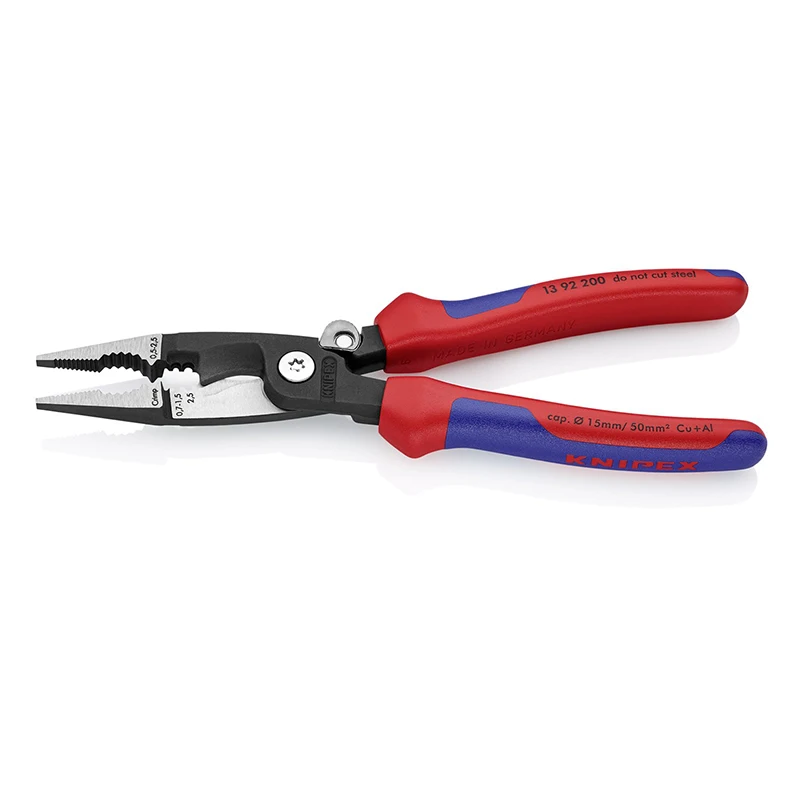 KNIPEX 13 92 200 Neddle Nose Pliers Bending Deburring,Cutting Cable, Stripping and Crimping Wire for Electrical Installation