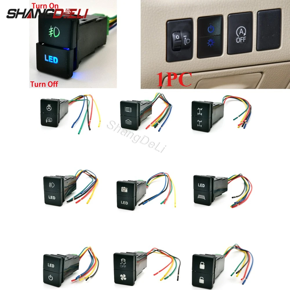 

1 шт. автомобильное двойное складное зеркало BSM LED DRL, кнопка включения очистки фар с проводом для Toyota Camry Corolla Prius PRADO