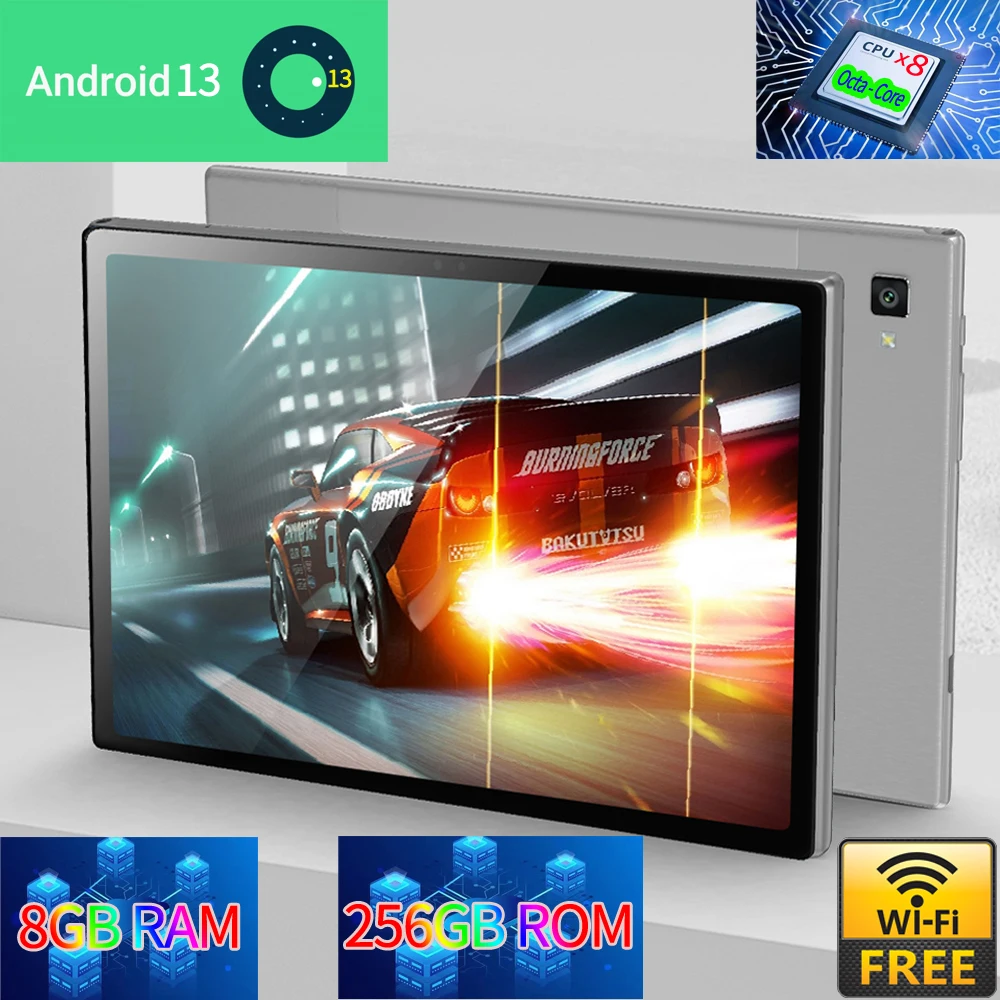 Tablet 10.1 Inch 4G Lte Sim Card 8GB RAM 256GB ROM Tablets 2.4G/5G Wifi Android 13 Sim Card Tablet PC