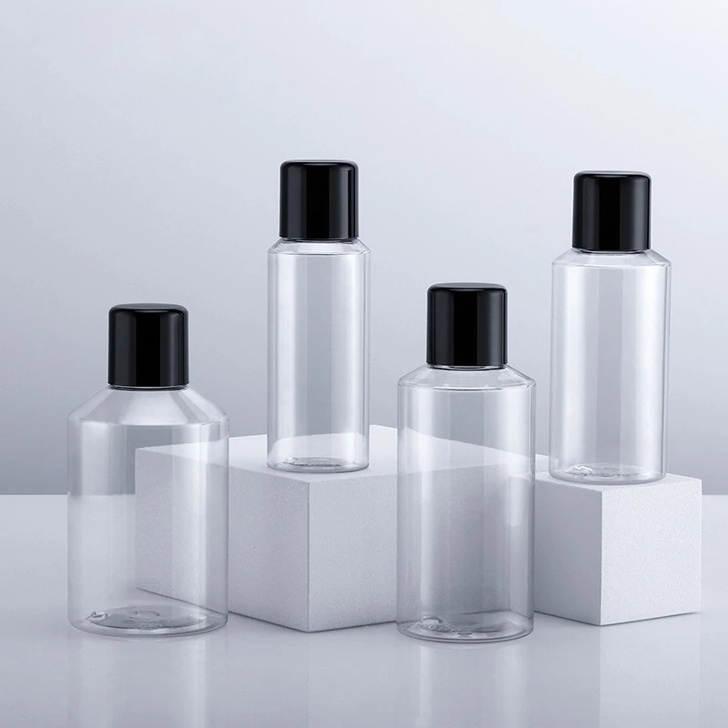 75/100/150/200ml Empty Amber PET Lotion Bottle, Slant Shoulder Design for Toner, Refillable Cosmetic Split Vial