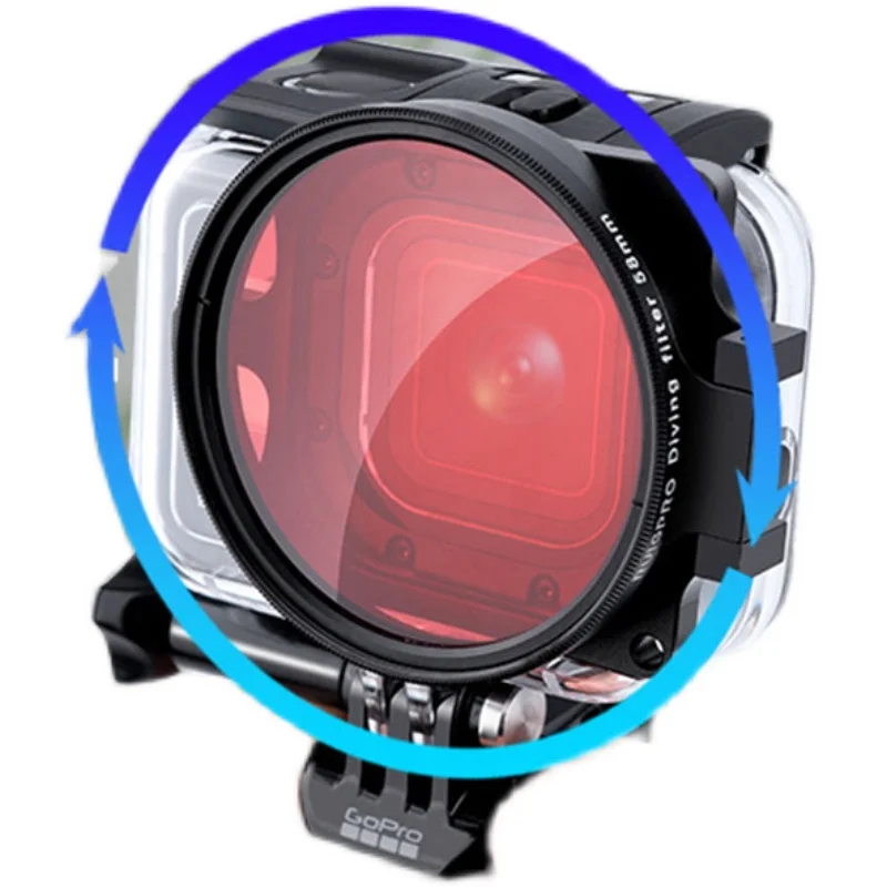 58mm 16x HD Macro Lens Red Purple Diving Filter Adapter Ring for GoPro Hero 11 10 9 8 Lens Cap Waterproof Housing Case Accessory