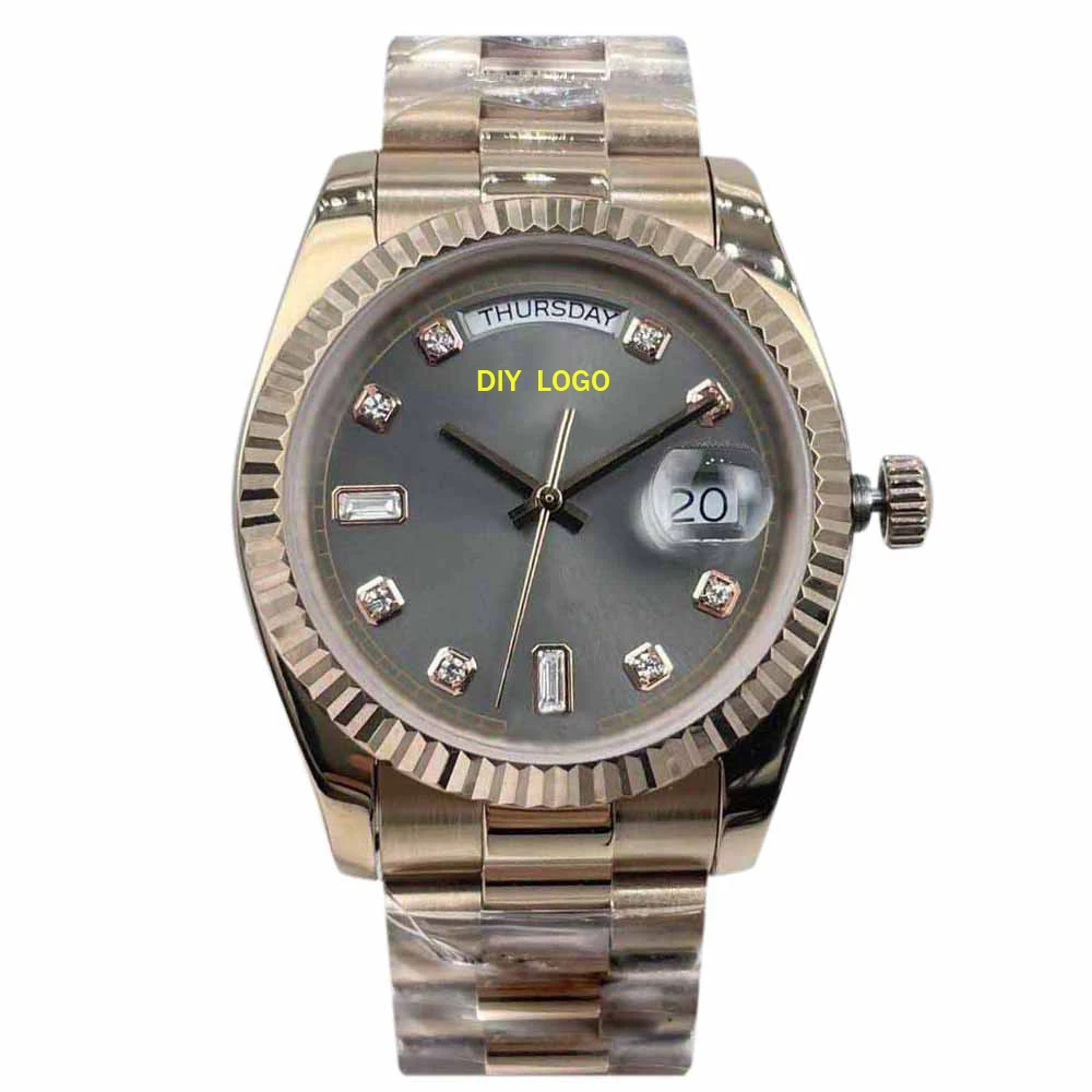 Customized Logo40mmluxury men's watch with sapphire mirror, diamond bezel and mechanical movement, the best gift for men