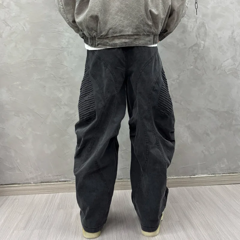 HKSH Spring Autumn New Men Tide Dark Punk Waste Land Retro Washed Deconstructed Patchwork Safari Style Trend Cargo Pants HK28104 view 5