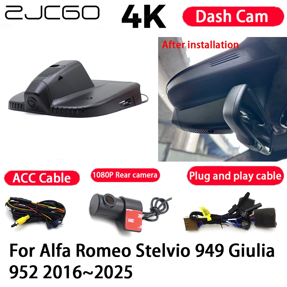Car Camera 4K Plug and Play Dash Cam Video Recorder Night Vision for Alfa Romeo Stelvio 949 Giulia 952 2016-2025