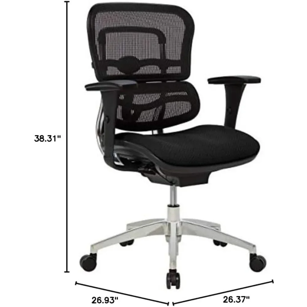 Ergonomischer Stuhl aus Mesh/Premium-Stoff der Serie 12000 mit mittlerer Rückenlehne, schwarz/schwarz, bifma-konform