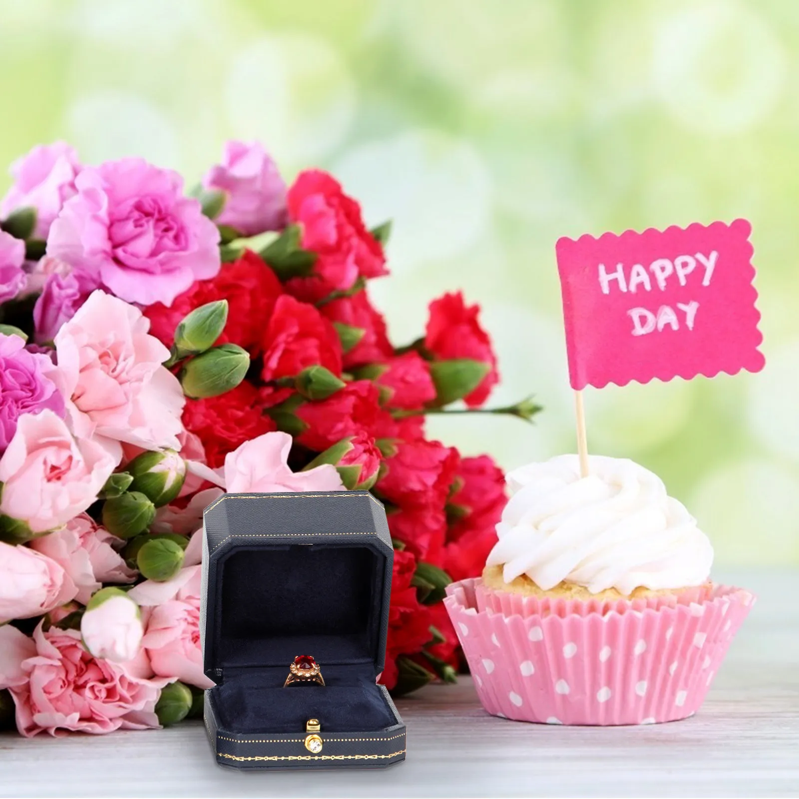 

1 шт. Премиум-коробка для колец, органайзер для хранения ювелирных изделий с простой конструкцией для организации рабочего стола, витрина для украшений, подарочная упаковка