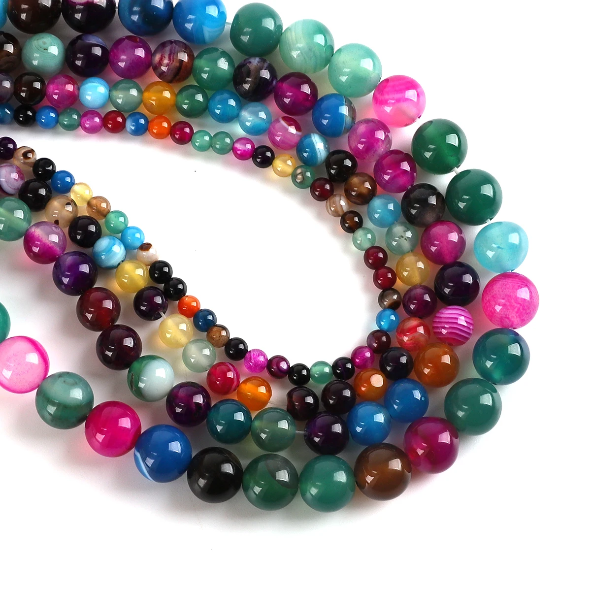 Natural Agate Stone Beads Colorful Round Loose Spacer Beads For Jewelry Making DIY Bracelets Necklace Accessories