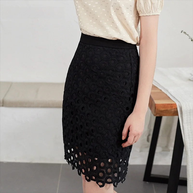 

Dailanzhi Lace Waterdrop f Skirt Spring Summer Design Bodycon Slimming Midi Skirt High Waist Bla Dr Zipper Closure