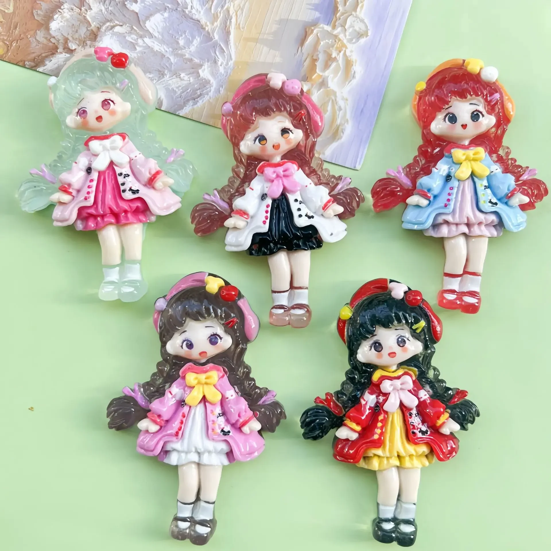 

2Pcs Cute princess series Cartoon Resin Flatback Handmade Resin Accessories Crafts Materials Scrapbooking Embellishments
