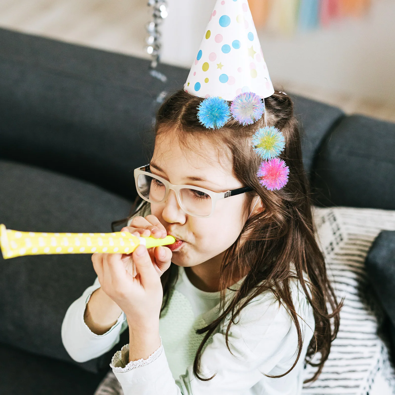 6 قطع من مشابك الشعر الملونة المصنوعة من رقائق البوم بوم بوم، مشابك خفيفة الوزن لامعة للنساء، تصميم شعر سميك وديكور الحفلات