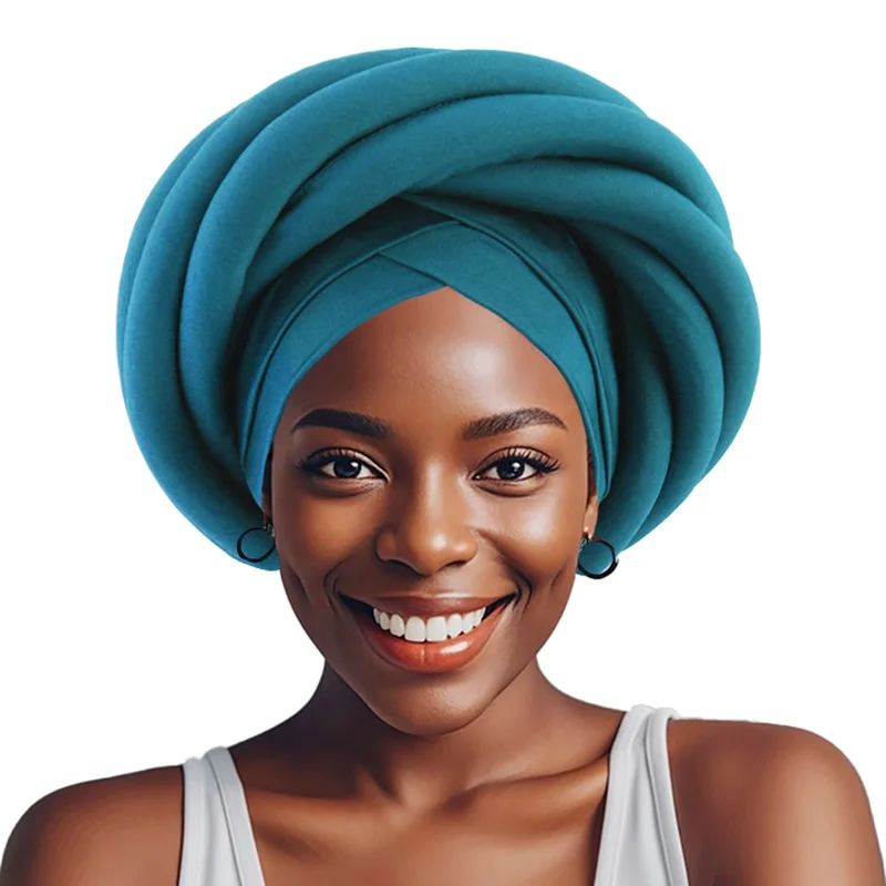 جديد للنساء جاهز ربطة رأس إريقية للسيارات جديلة كبيرة إسفنجية غطاء رأس عمامة أنيقة نيجيرية قبعة زفاف حجاب قبعات أغطية رأس