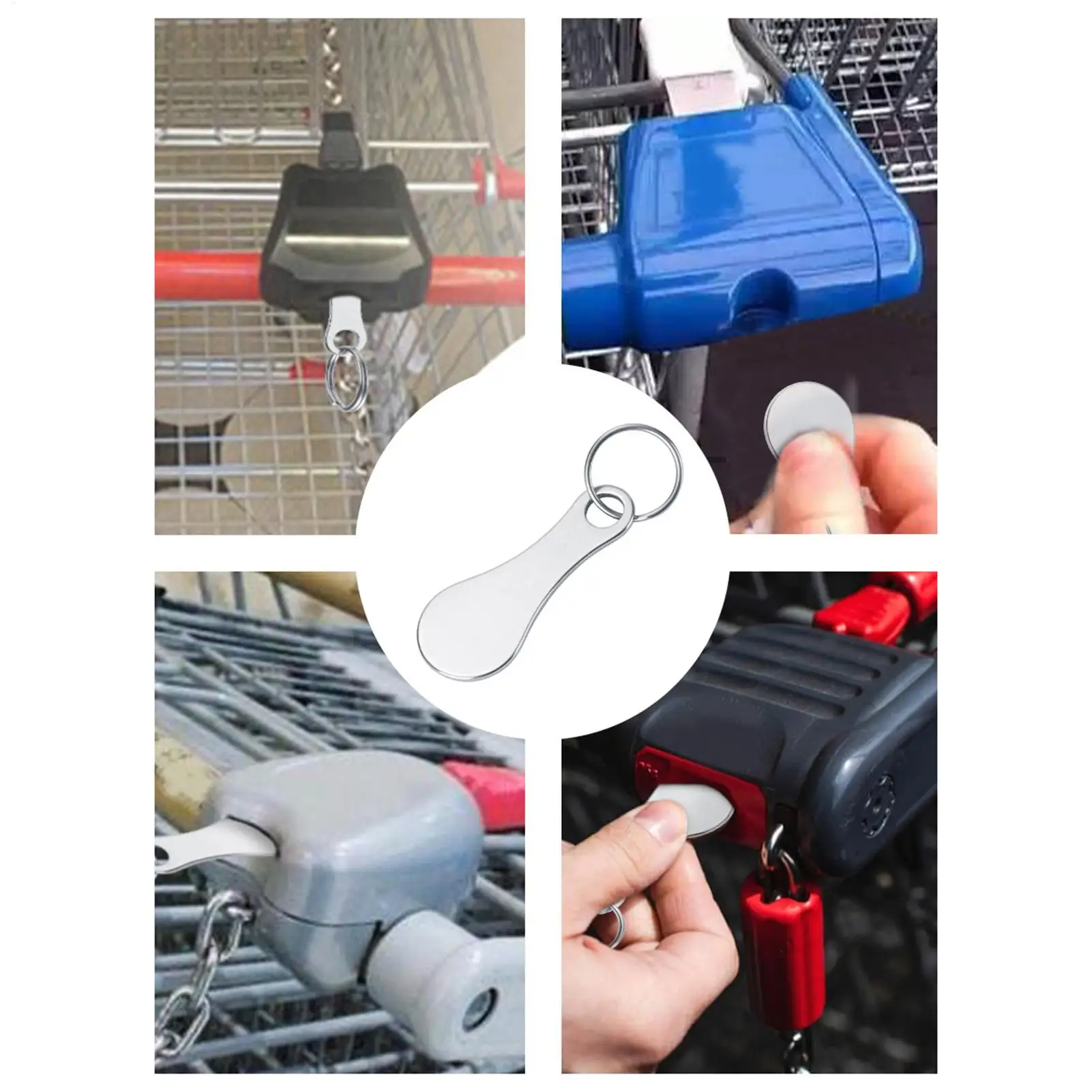 Porte-clés de chariot de courses, porte-clés de voiture Anti-perte avec ouvre-bouteille en acier inoxydable, jetons de chariot, porte-monnaie