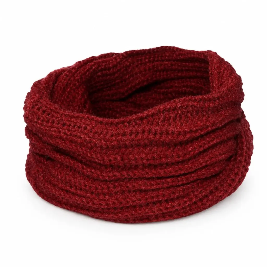 Women Men Winter Warm One Circle Knit Wool Blend Cowl Loop Scarf Thick Neck Scarf for Cold Weather Stylish Fashion Accessory