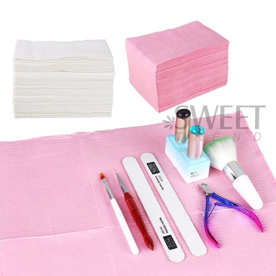 Alfombrilla desechable impermeable para mesa de uñas, almohadilla de protección plegable, herramienta de práctica de limpieza, papel de mano, accesorios de manicura, JIS123, 50 unidades