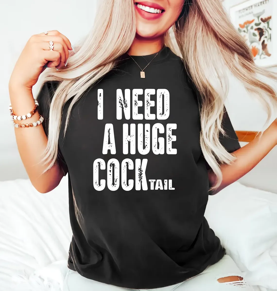 I Need A Huge Cocktail T-shirt Fun Adult Humour Women’s T-Shirts Rude Tshirts Girls Nights Hen Parties Shit Shirt Night Y2K